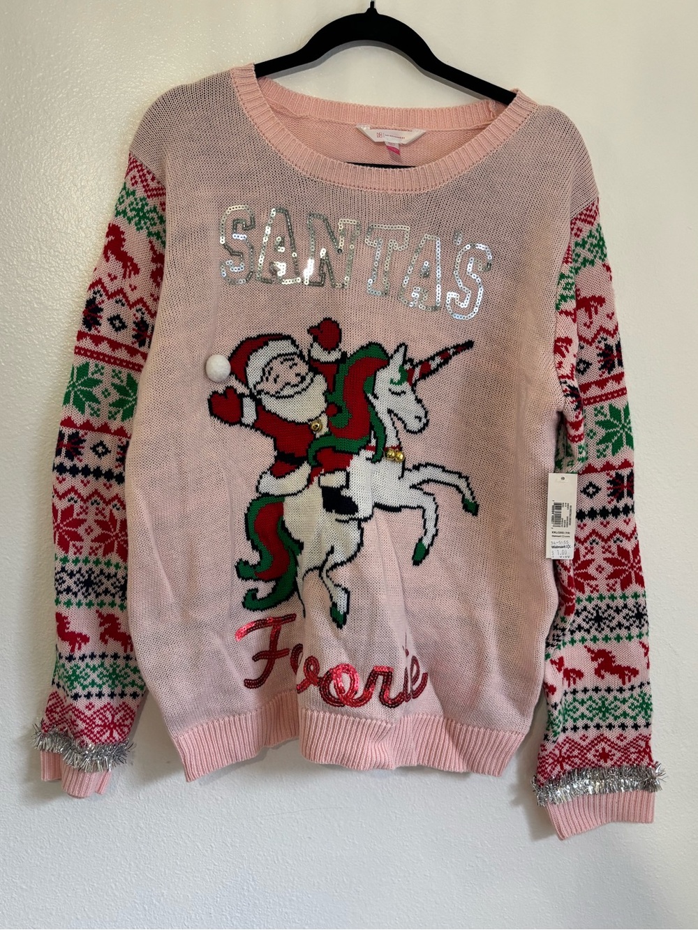 Pink Santa Unicorn Ugly Christmas Sweater Women’s 2XL – NWT